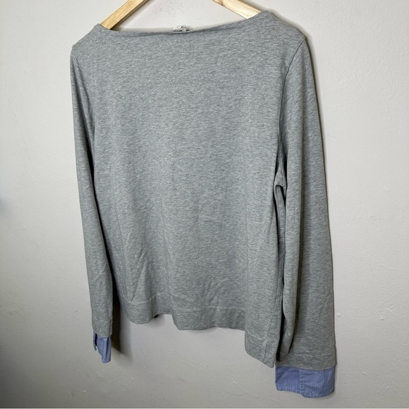 J.Crew PinStripe Hem Layered SweatShirt Women Gray Size Large - Picture 5 of 8
